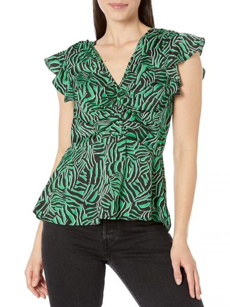 Блузка с v-образным вырезом с принтом зебра Michael Kors зеленая