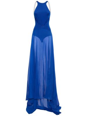 Копринена сатенена рокля от джърси Alessandro Vigilante синьо
