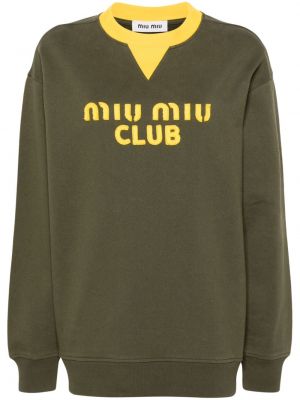 Medvilninis džemperis Miu Miu žalia