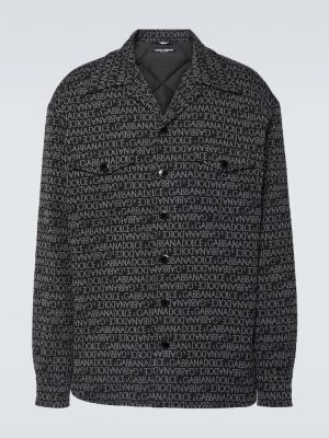 Camisa de algodón de tejido jacquard Dolce&gabbana negro
