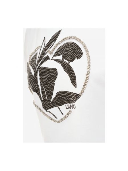 Koszulka z nadrukiem z kryształkami Liu Jo biała