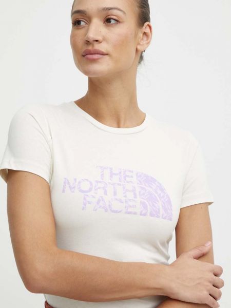Koszulka bawełniana The North Face beżowa