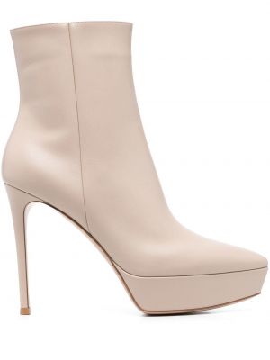 Ankle boots na platformie Gianvito Rossi beżowe