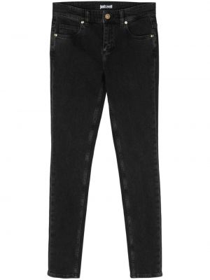 Skinny fit džínsy so strapcami Just Cavalli čierna