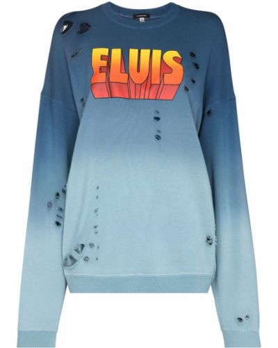 Distressed sweatshirt mit print R13 blau