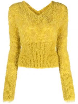 Sweter z dekoltem w serek Knwls żółty