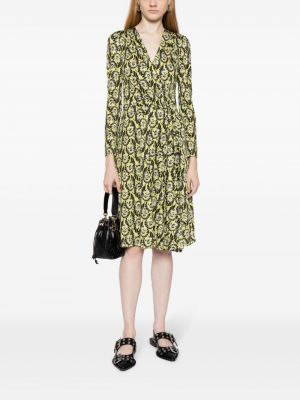 Hedvábné šaty s potiskem s abstraktním vzorem Prada Pre-owned zelené