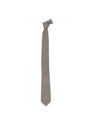 Jedwabny krawat w geometryczne wzory Churchs brązowy