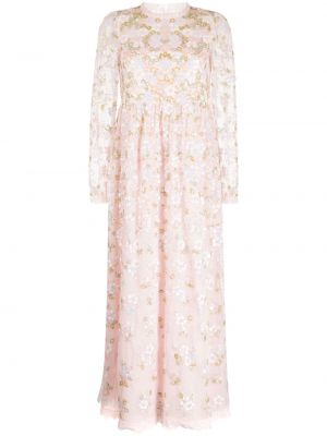 Макси рокля с пайети Needle & Thread розово