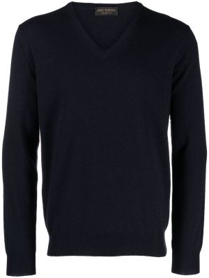 Кашмирен пуловер от мерино вълна с v-образно деколте Dell'oglio синьо