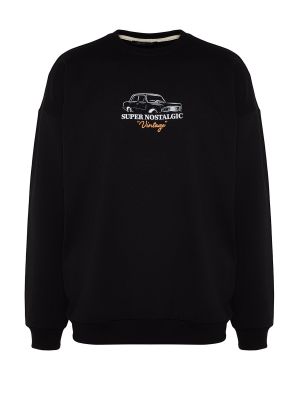 Brīva piegriezuma oversize džemperis bez kapuces ar garām piedurknēm Trendyol melns