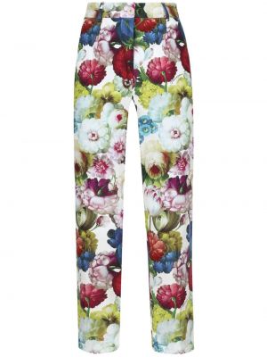 Hlače s cvetličnim vzorcem s potiskom Dolce & Gabbana bela