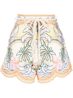 Lanene kratke hlače s tropskim vzorcem Zimmermann