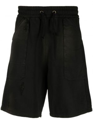 Pantaloni scurți rupți din bumbac Balmain negru