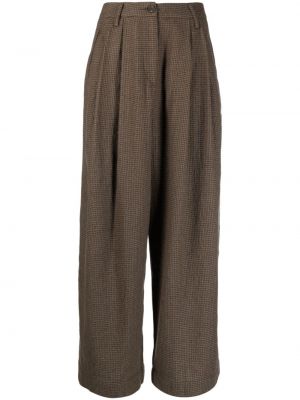 Pantaloni în carouri plisate Ziggy Chen maro