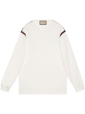 Pruhované bavlnené tričko Gucci biela
