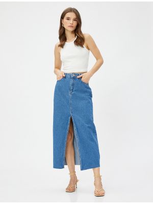 Spódnica jeansowa na guziki z kieszeniami Koton