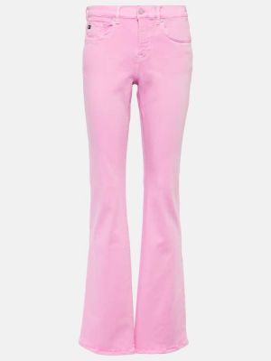 Bavlnené rovné nohavice Ag Jeans ružová
