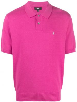 Siuvinėtas polo marškinėliai Stüssy rožinė