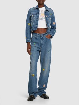 Straight fit džíny s výšivkou Casablanca modré