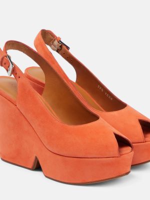 Zamšādas sandales ar platformu Clergerie oranžs