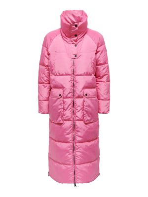 Dygsniuotas žieminis paltas Only rožinė