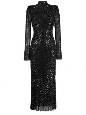Вечерна рокля с кристали Self-portrait черно