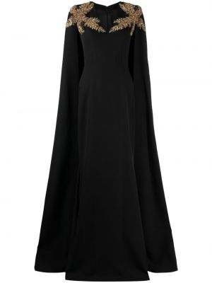 Haftowana sukienka wieczorowa z krepy Rhea Costa czarna