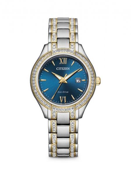 Женские часы-браслет из нержавеющей стали с кристаллами, 30 мм Citizen, Blue