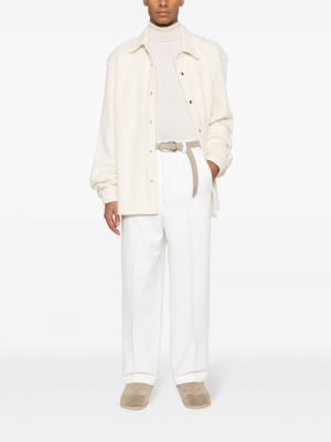 Proste spodnie wełniane relaxed fit Ami Paris białe