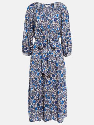 Aksamitna sukienka midi w kwiatki Velvet niebieska