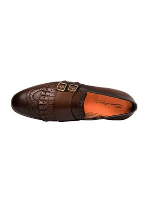 Zapatos brogues con flecos con hebilla Santoni marrón