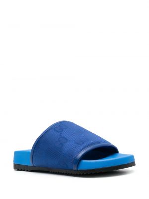 Sandały z nadrukiem żakardowe Gucci niebieskie