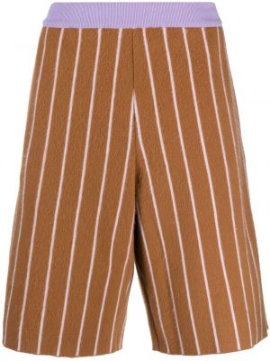Bermuda kratke hlače iz kašmirja s črtami Zegna rjava