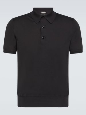 Medvilninis polo marškinėliai Tom Ford juoda