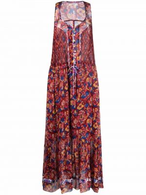 Květinové šaty s knoflíky bez rukávů Isabel Marant Etoile - červená