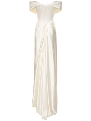 Jedwabna satynowa sukienka długa Vivienne Westwood biała