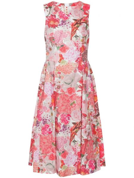 Ravna obleka s cvetličnim vzorcem s potiskom Marni roza