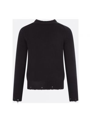Jersey desgastado de algodón de tela jersey Saint Laurent negro