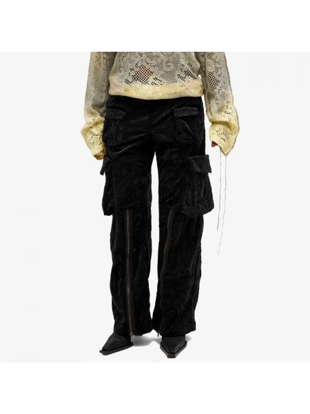 Бархатные брюки карго Acne Studios черные