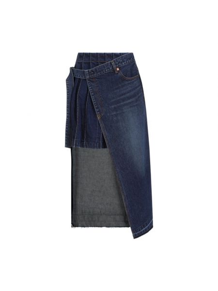 Spódnica jeansowa na sprzączkę Sacai niebieska