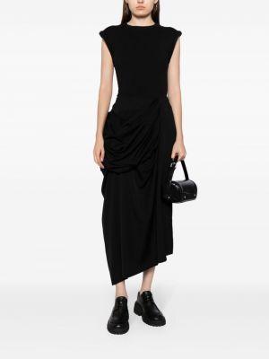 Drapiruotas asimetriškas maksi sijonas Yohji Yamamoto juoda