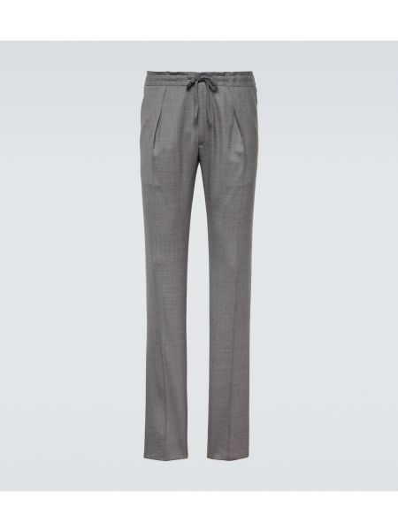 Прямые брюки из натуральной шерсти Incotex серый