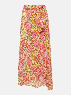 Květinové dlouhá sukně Poupette St Barth růžové