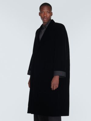 Abrigo de raso oversized Saint Laurent negro