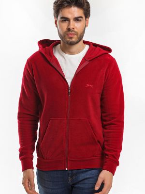 SAMSON Мужская флисовая куртка бордово-красная SLAZENGER