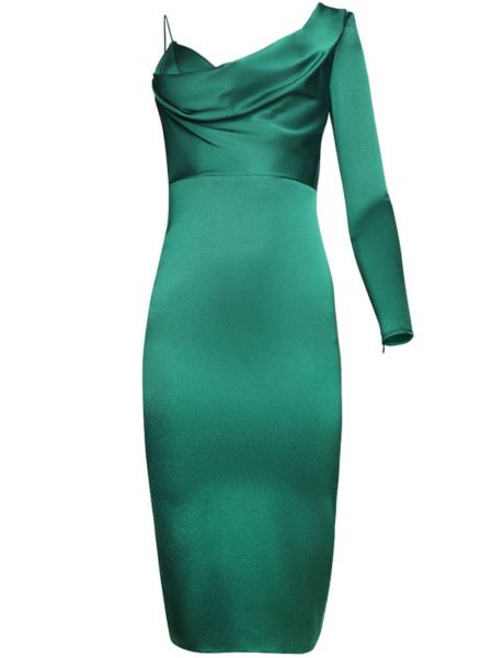 Satynowa sukienka koktajlowa Alex Perry zielona