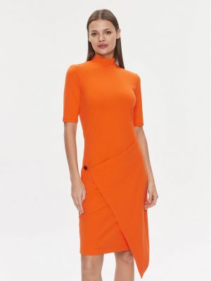 Asimetrična haljina slim fit od jersey Calvin Klein narančasta