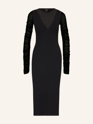 Pletené pletené koktejlové šaty se síťovinou Pinko černé