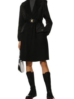 Кашемировое пальто Prada черное